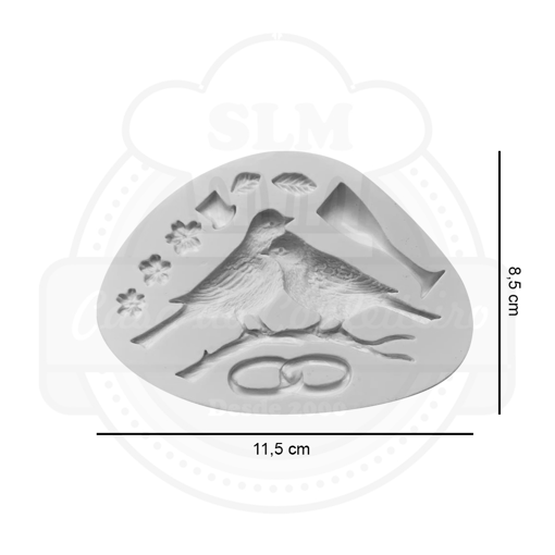 Imagem de Molde de Silicone Kit Passarinho / Aliança / Taça