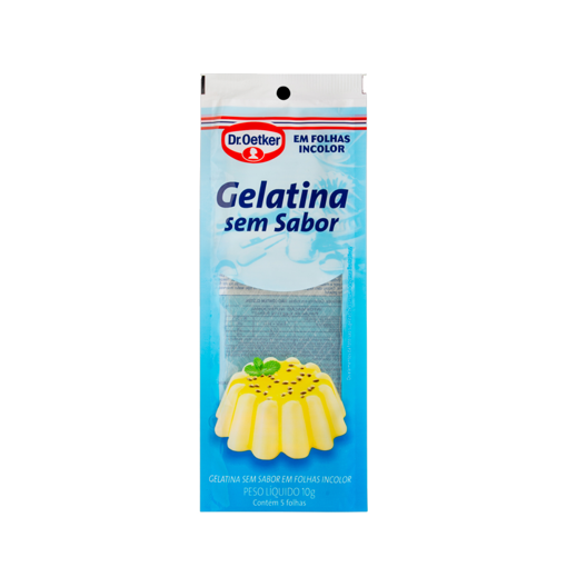 Imagem de Gelatina sem Sabor em Folhas Incolor 5und