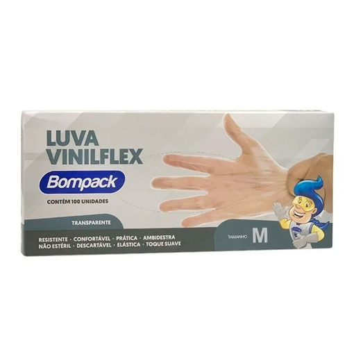 Imagem de Luva Viniflex sem Pó Transparente tam. M 100 Und - BOMPACK