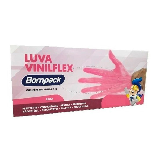 Imagem de Luva Viniflex sem Pó Rosa tam. M 100 Und - BOMPACK