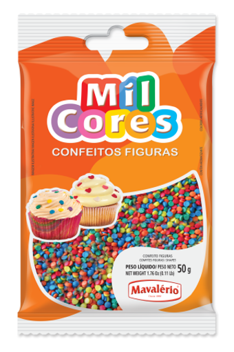 Imagem de Confeito Figuras Mini Confete Mil Cores 50g - MAVALÉRIO