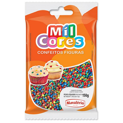 Imagem de Confeito Figuras Mini Confete Mil Cores 150g - MAVALÉRIO