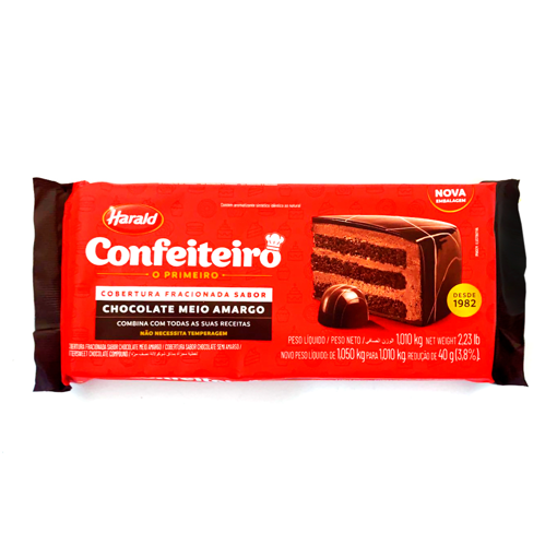 Imagem de Confeiteiro Cobertura Fracionada Meio Amargo 1,010 Kg - HARALD