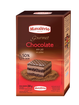 Mostrar detalhes de Chocolate em pó Solúvel 50% Cacau 200g - MAVALÉRIO Imagem de Chocolate em pó Solúvel 50% Cacau 200g - MAVALÉRIO