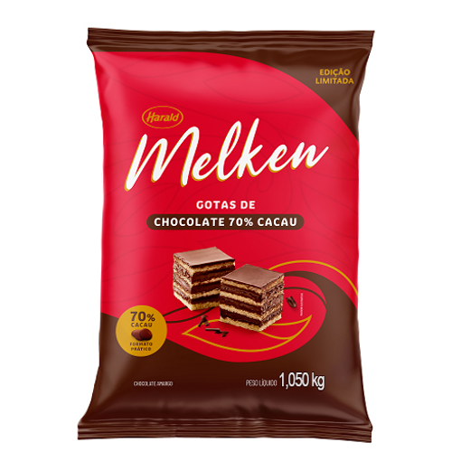 Imagem de Melken Gotas Chocolate Amargo 70% de cacau 1,010kg - HARALD